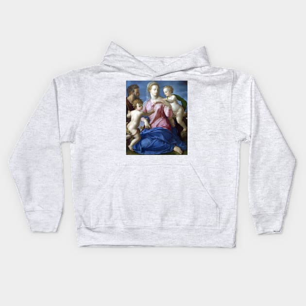 Agnolo Bronzino The Holy Family with the Infant Saint John the Baptist (Madonna Stroganoff) Kids Hoodie by pdpress